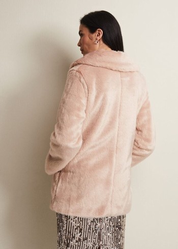 Phase Eight Meg Faux Fur Coats Pink USA | 8561470-WC